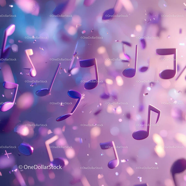 Floating Purple Music Notes on Soft Background
