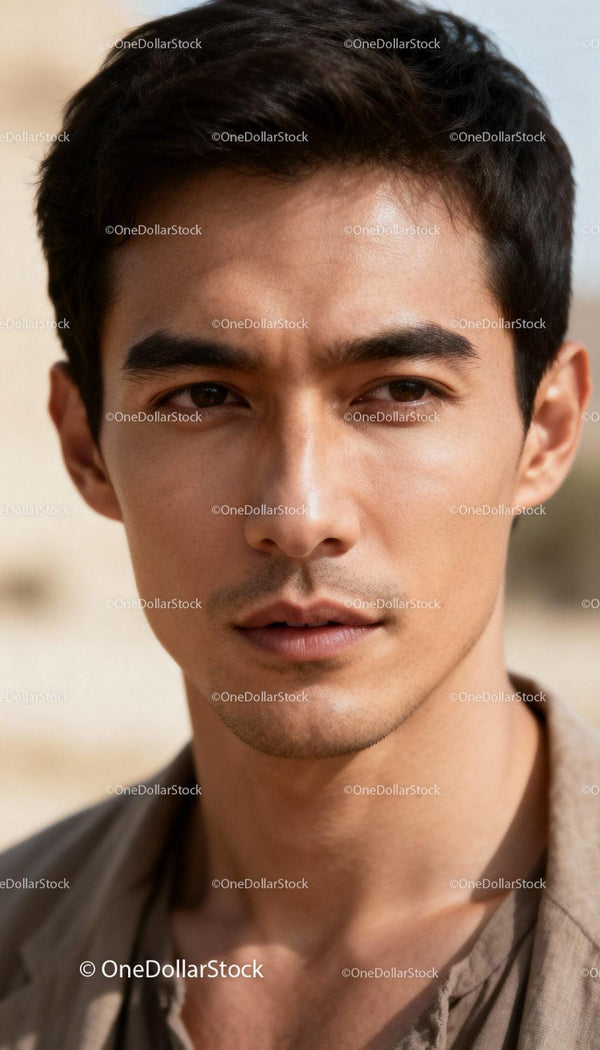 Thoughtful man with serious expression outdoors