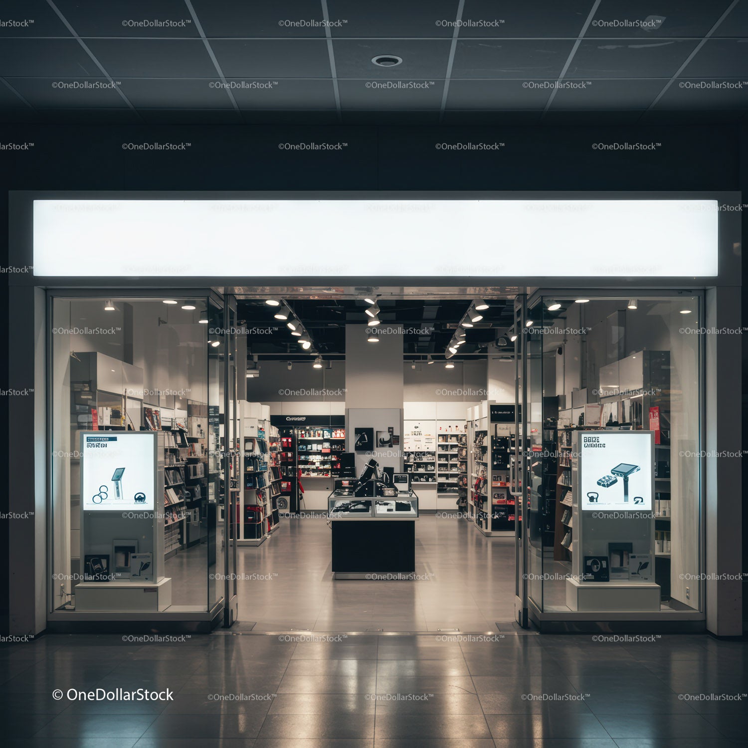 Modern electronics store interior with sleek displays