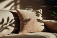 Beige Textured Cushion on Sofa in Natural Light