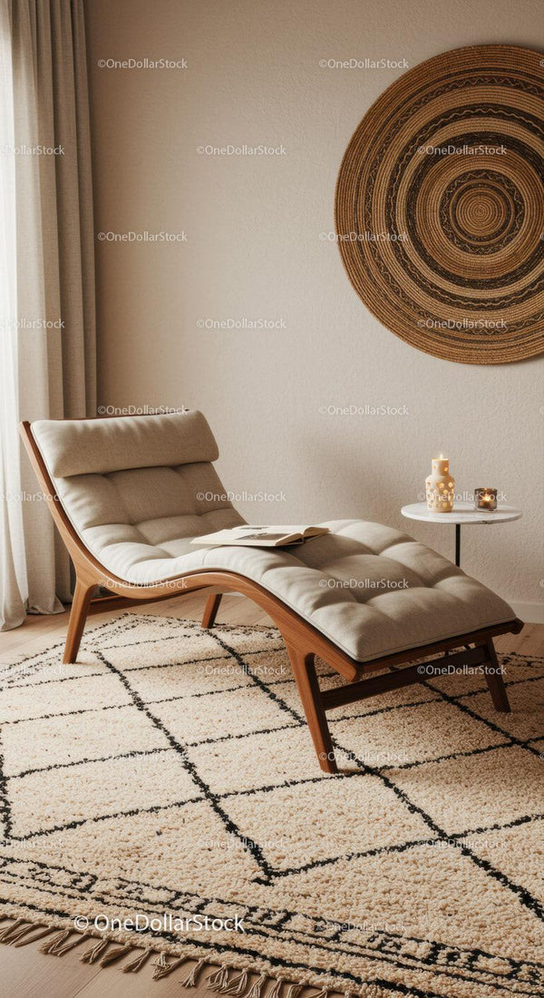Modern lounge chair in cozy minimalist living space