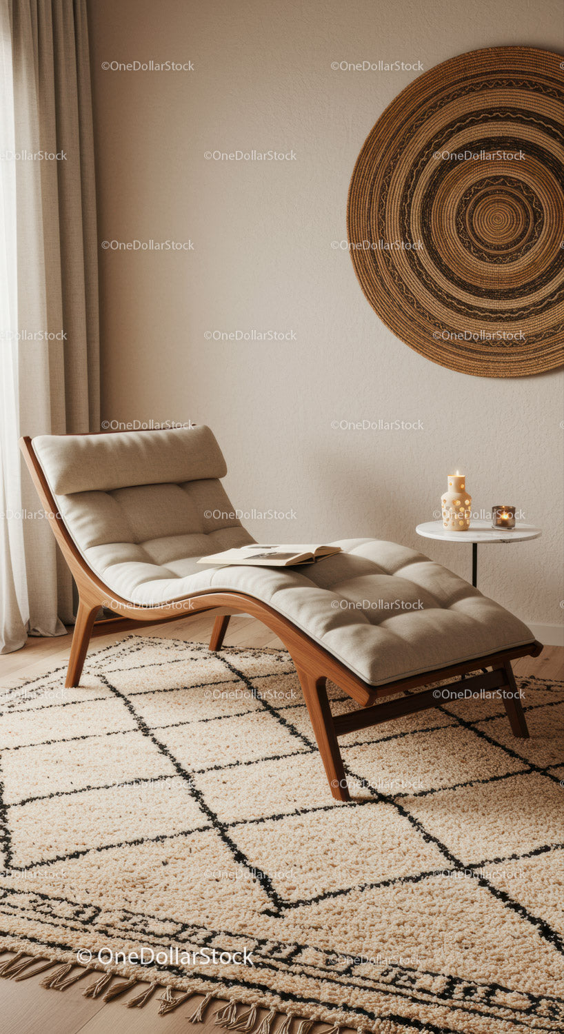 Modern lounge chair in cozy minimalist living space