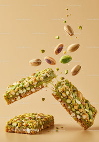 Healthy Green Pistachio Nut Bars Breaking Apart