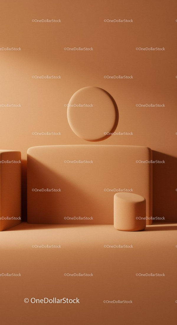 Modern Abstract Geometric Composition with Beige and Soft Lighting