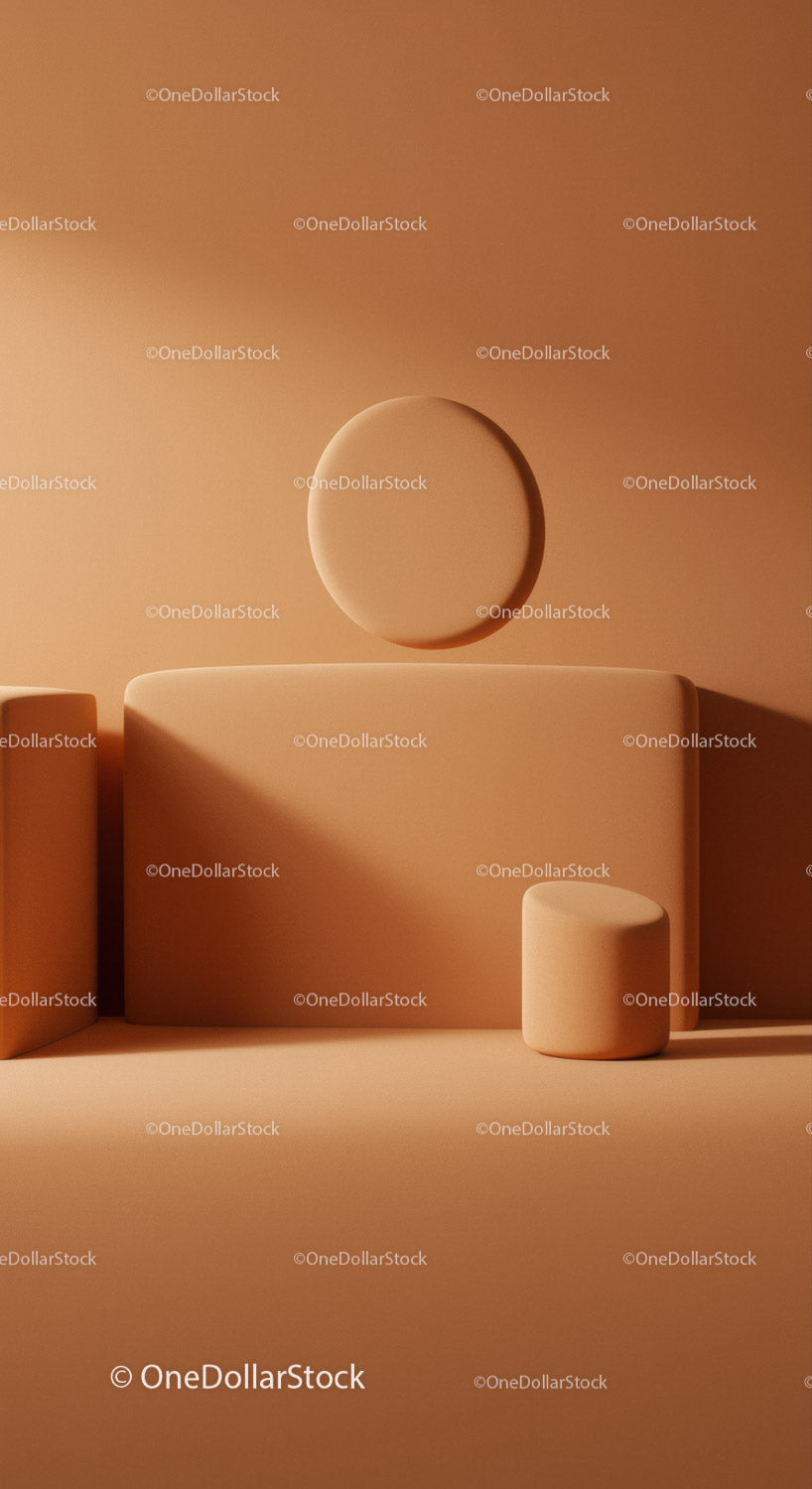 Nowoczesna abstrakcyjna kompozycja geometryczna z beżem i miękkim oświetleniem