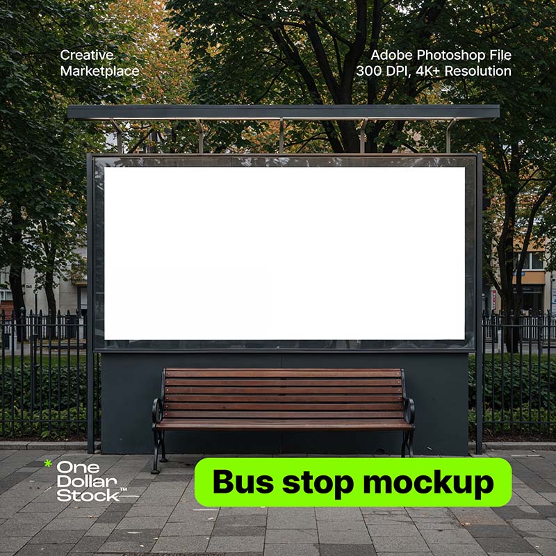 editable PSD mockup for Bus stop advertisement