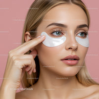 Young Woman Applying Under Eye Patches for Skin Rejuvenation