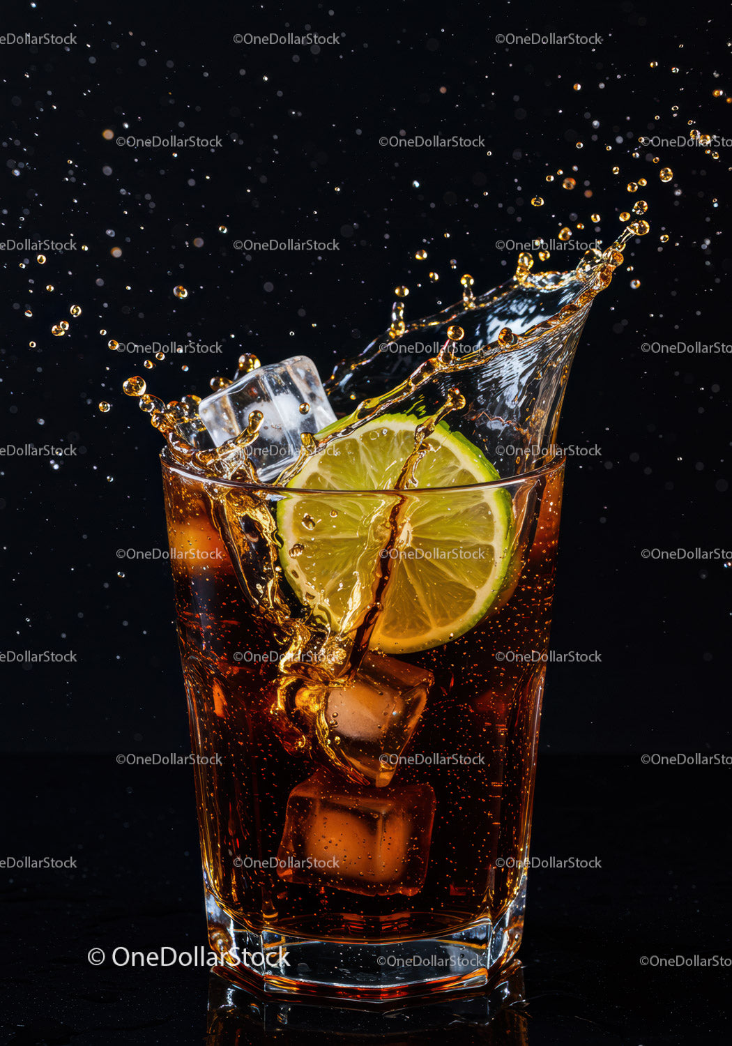 Orzeźwiający napój typu cola z limonką i lodem