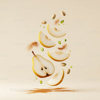 Floating Pear Slices with Pistachios and Cinnamon Powder