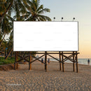 Empty Beach Billboard at Sunset with Palm Trees
