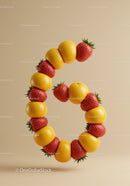 Number Six Shaped from Strawberries and Oranges