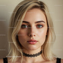 Elegant Portrait of a Young Woman with Blue Eyes and Blonde Hair