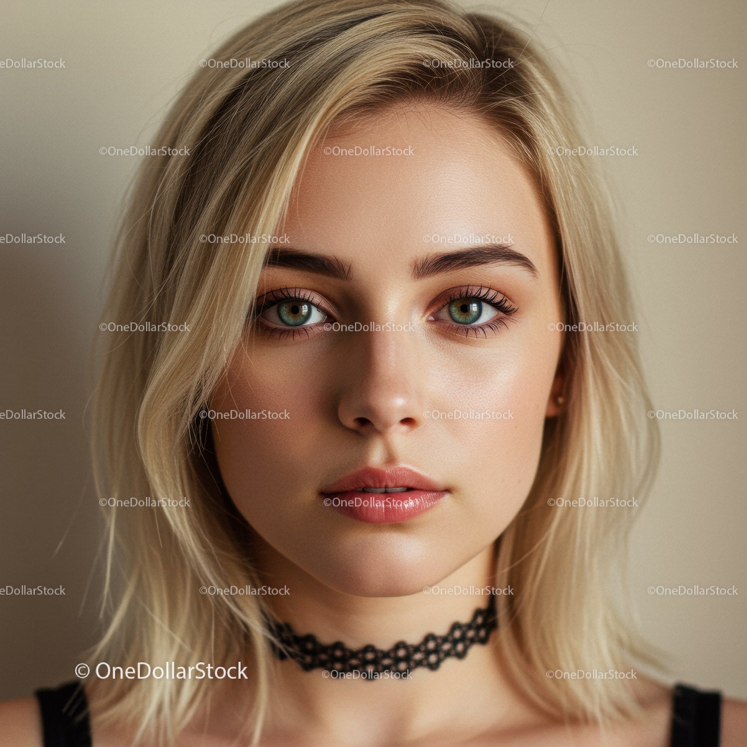 Elegancki portret młodej kobiety o niebieskich oczach i blond włosach