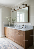 Elegant Bathroom Vanity with Double Sinks and Large Mirror