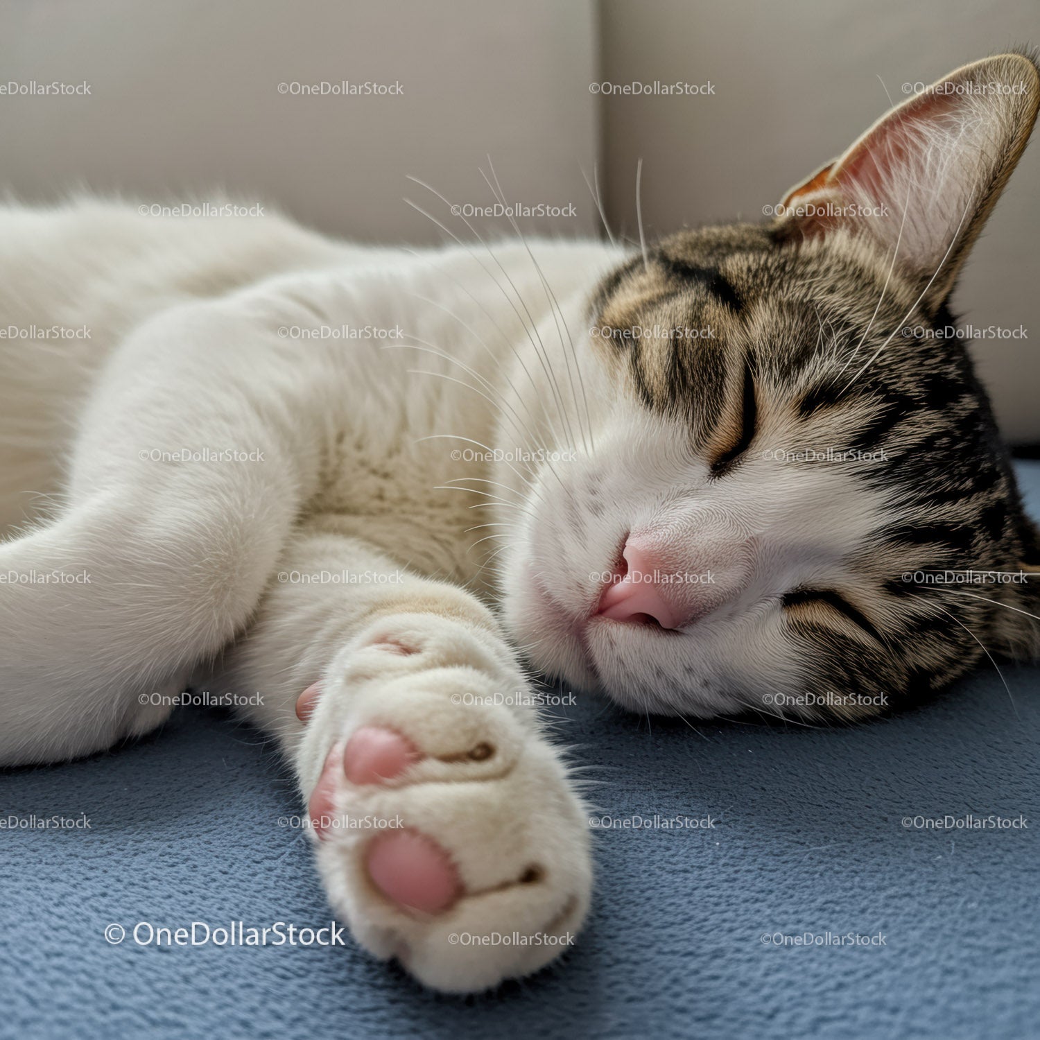 Close up of relaxed cat sleeping on soft surface