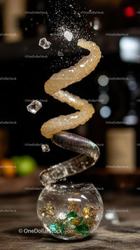 Decorative Sugar Spiral with Crystals and Colorful Candies