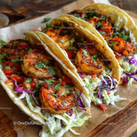 Grilled Shrimp Tacos with Fresh Vegetables and Spicy Sauce