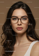 Close-Up Portrait of Woman in Stylish Glasses with Brown Hair