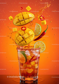 Refreshing Mango and Chili Cocktail with Lime Splash