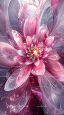Vibrant Abstract Digital Flower with Luminous Pink Petals