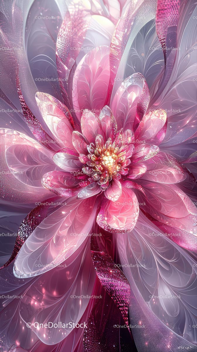 Vibrant Abstract Digital Flower with Luminous Pink Petals