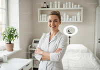Smiling Female Healthcare Professional in Modern Medical Clinic
