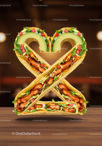 Creative taco arrangement shaped as number two