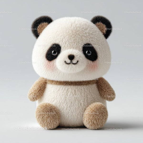 Soft Plush Panda Toy With Brown Accents