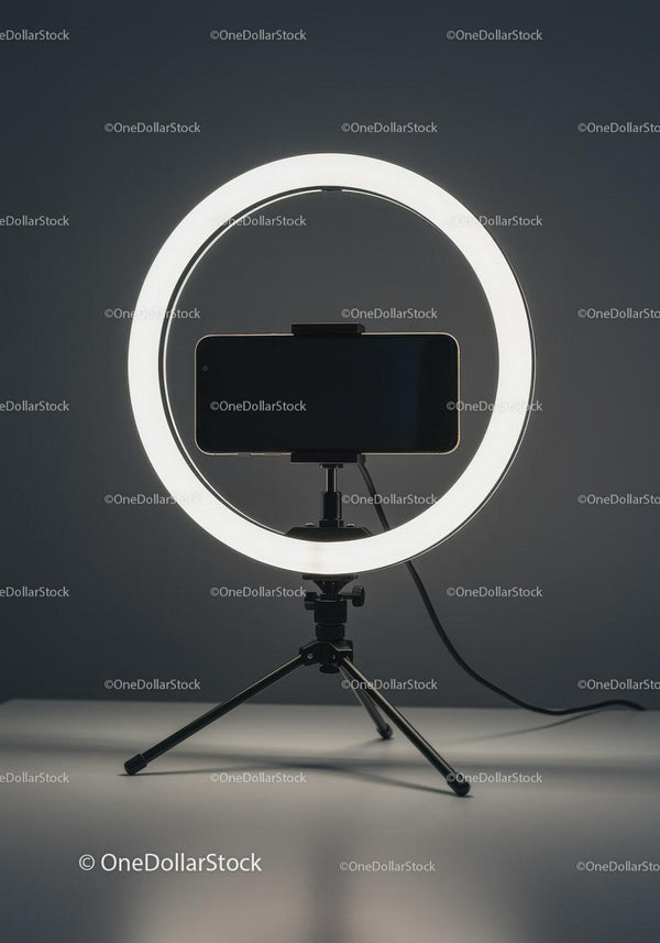 Ring Light with Smartphone on Tripod for Professional Photography