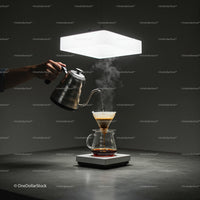 Pouring Hot Water Over Coffee Grounds for Pour Over Brew