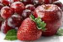 Fresh Juicy Strawberries and Blueberries with Water Droplets