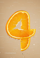 Fresh orange slices with water droplets on beige background