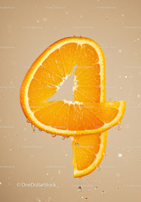 Fresh orange slices with water droplets on beige background