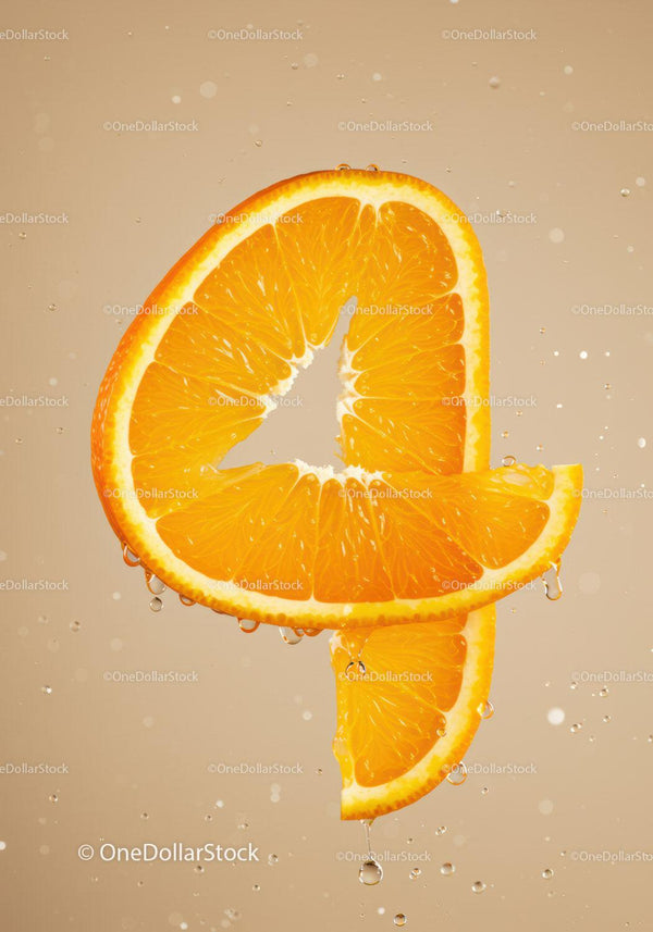 Fresh orange slices with water droplets on beige background