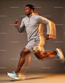 Athletic man sprinting fast in dynamic motion