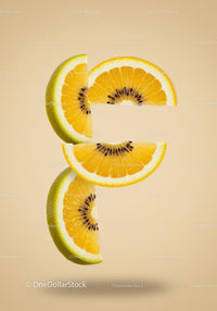 Creative Kiwi and Orange Citrus Slices Floating on Beige