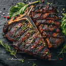 Grilled Beef Ribs with Fresh Green Herbs on Plate