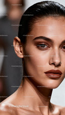 Close-up portrait of confident woman with bold makeup