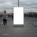 Blank urban billboard on city pedestrian bridge
