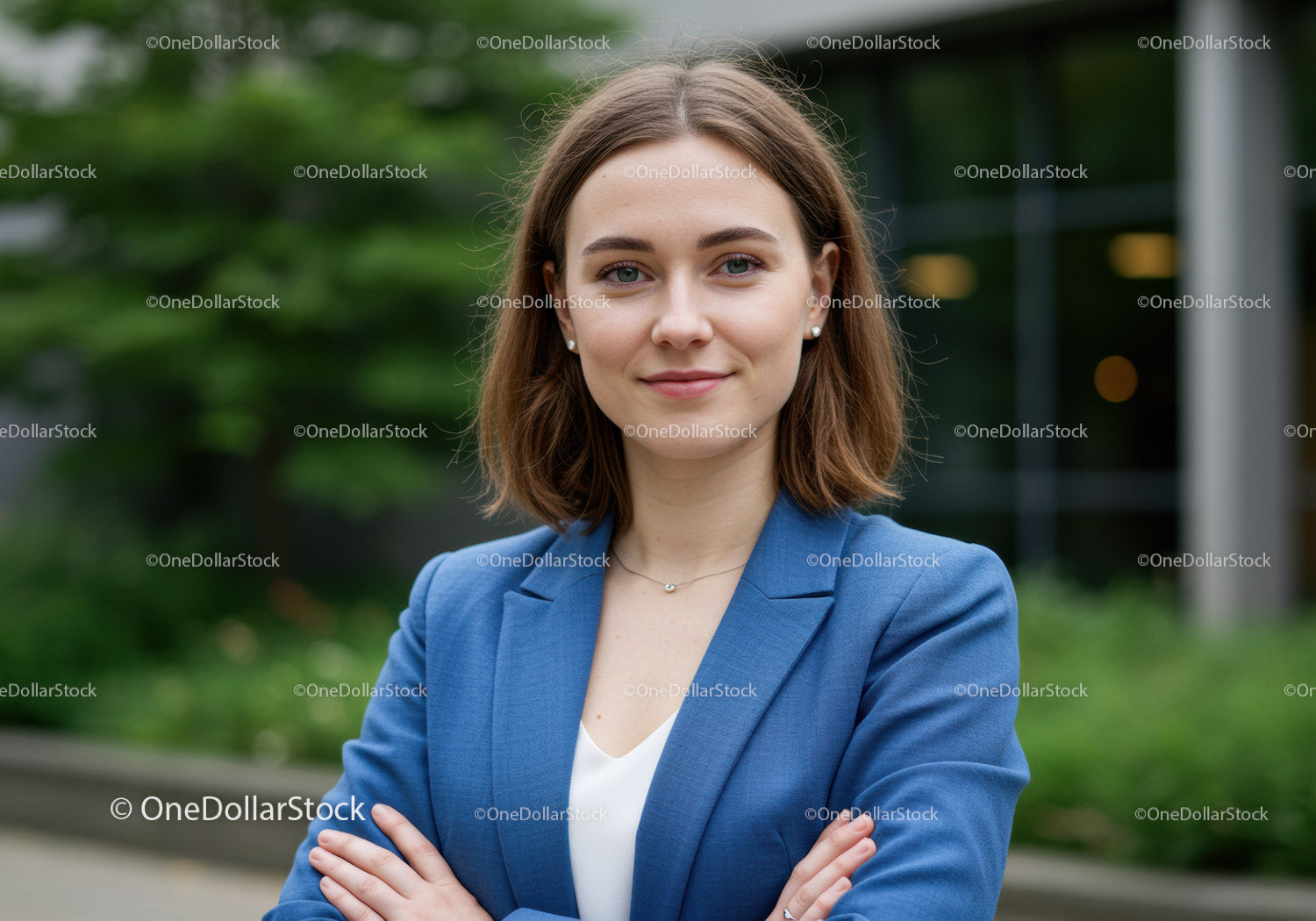 Pewna siebie kobieta biznesu Portret plenerowy pejzaż miejski Profesjonalny obraz