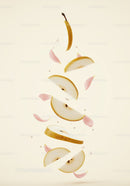 Floating Slices of Fresh Pear with Pink Petals
