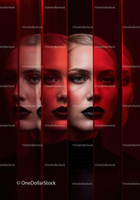 Futuristic Female Portrait with Red Lighting and Dark Makeup Stock Photo Bundle preview 27