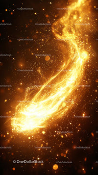 Dynamic Fiery Trail of Sparks and Glittering Particles