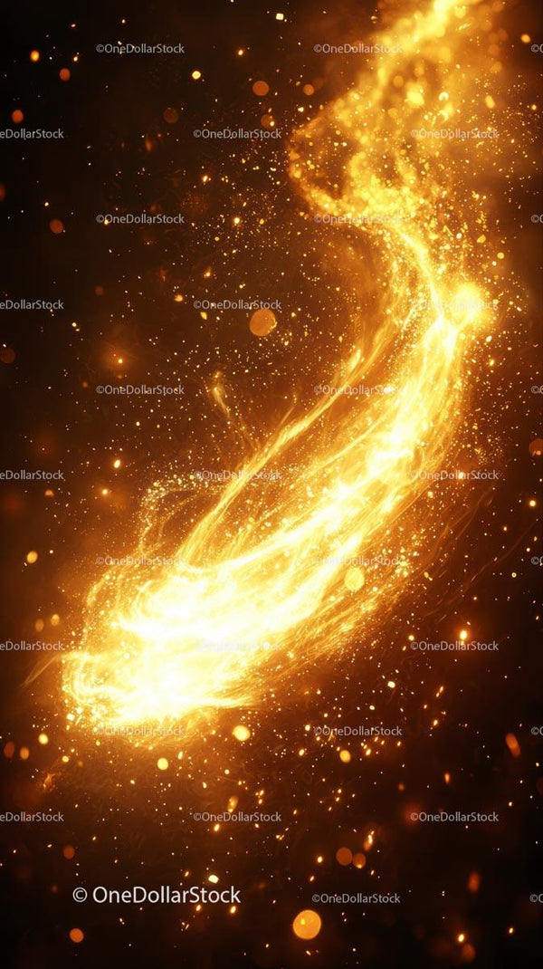 Dynamic Fiery Trail of Sparks and Glittering Particles