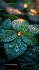 Close-up of Water Droplets on Green Leaves After Rain