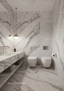 Modern Luxury Bathroom with Marble Walls and Contemporary Fixtures