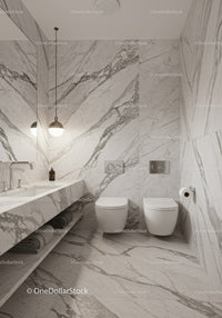 Modern Luxury Bathroom with Marble Walls and Contemporary Fixtures