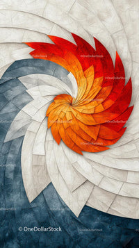 Abstract Spiral Made of Colorful Autumn Leaves on Textured Surface