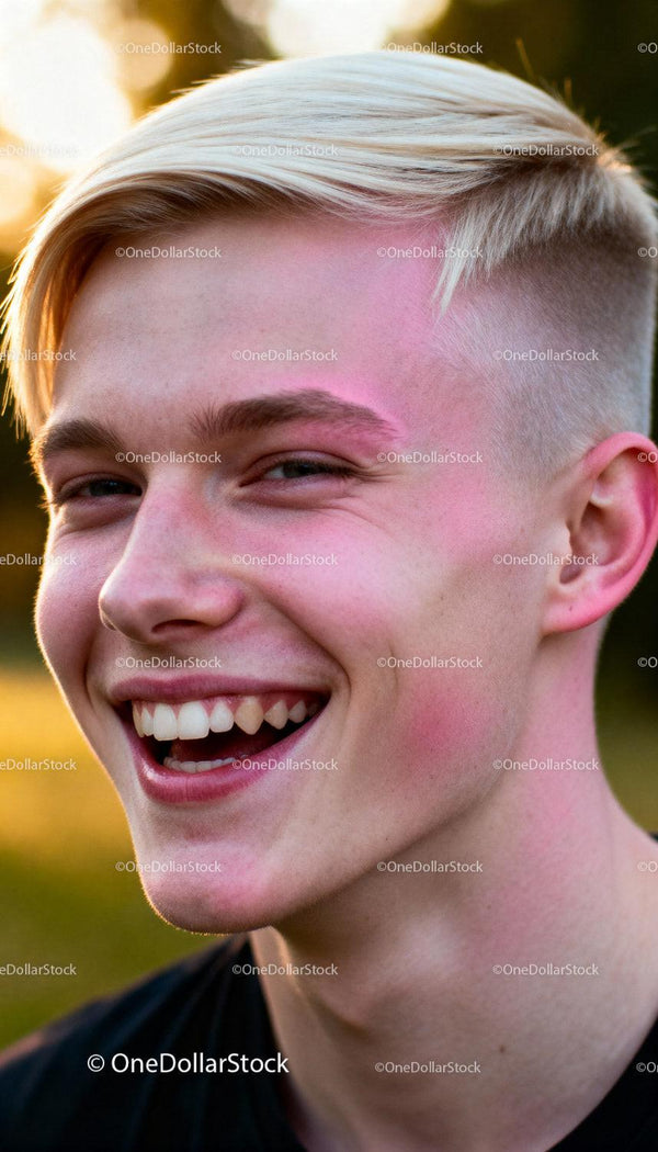 Close-up of young man with bright smile outdoors