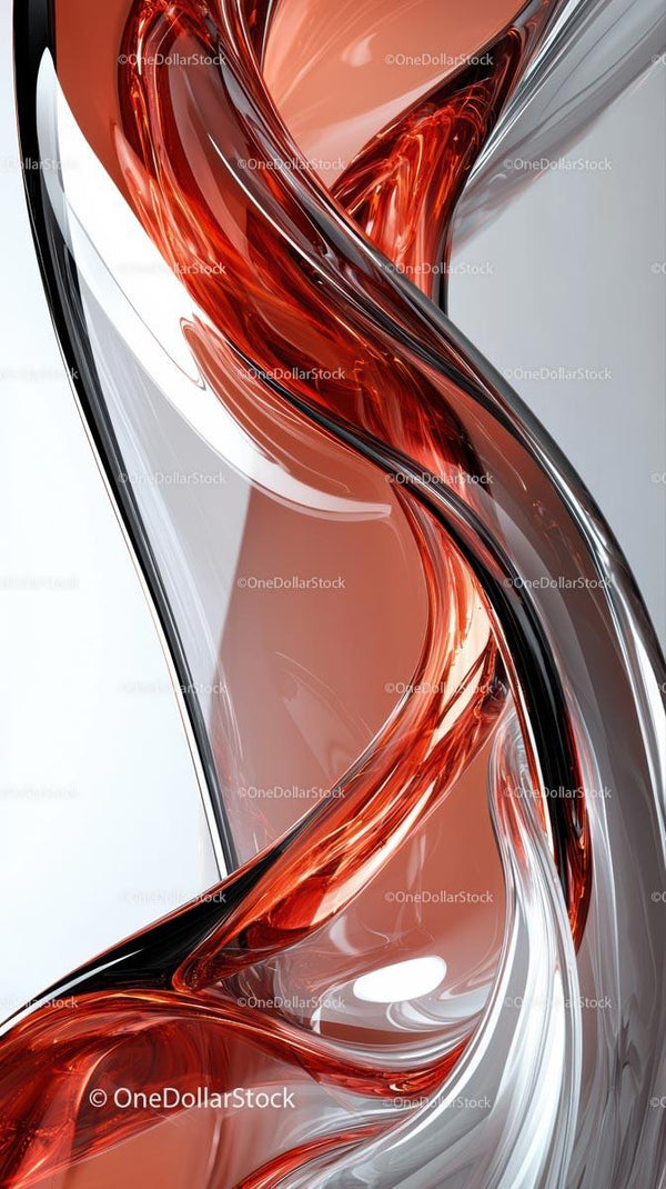 Abstract Fluid Design with Red and Silver Swirls